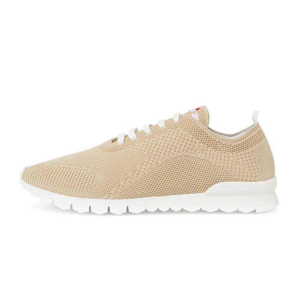 NEW KITON men's knitted-upper low-top sneakers in beige